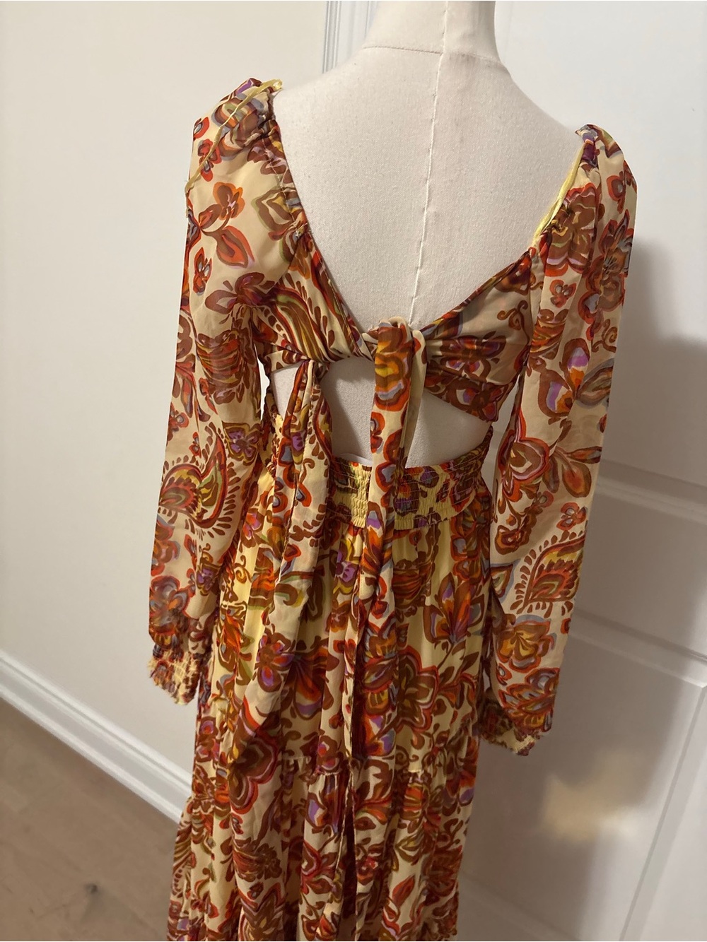 Nicole Miller New York Paisley Floral Long Sleeve Midi/Maxi Dress – Size M - Picture 5 of 8